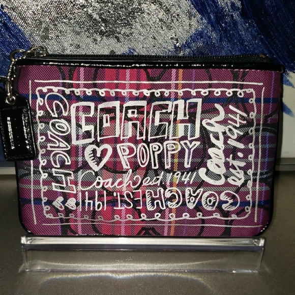 Coach Poppy Tartain Wristlet - Picture 1 of 4